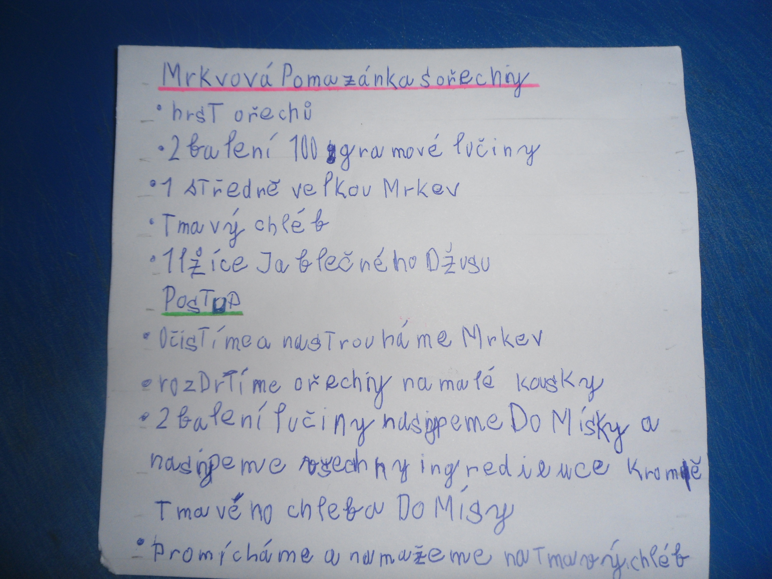 Vlastnoručně napsaný recept. 1